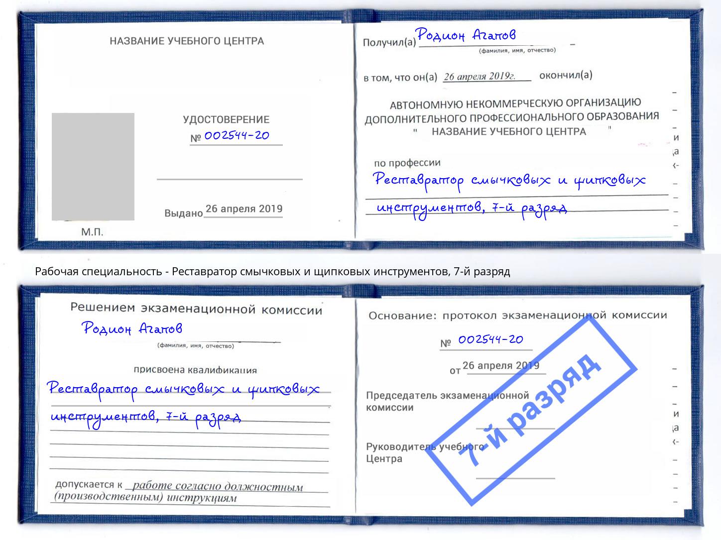 корочка 7-й разряд Реставратор смычковых и щипковых инструментов Тимашёвск