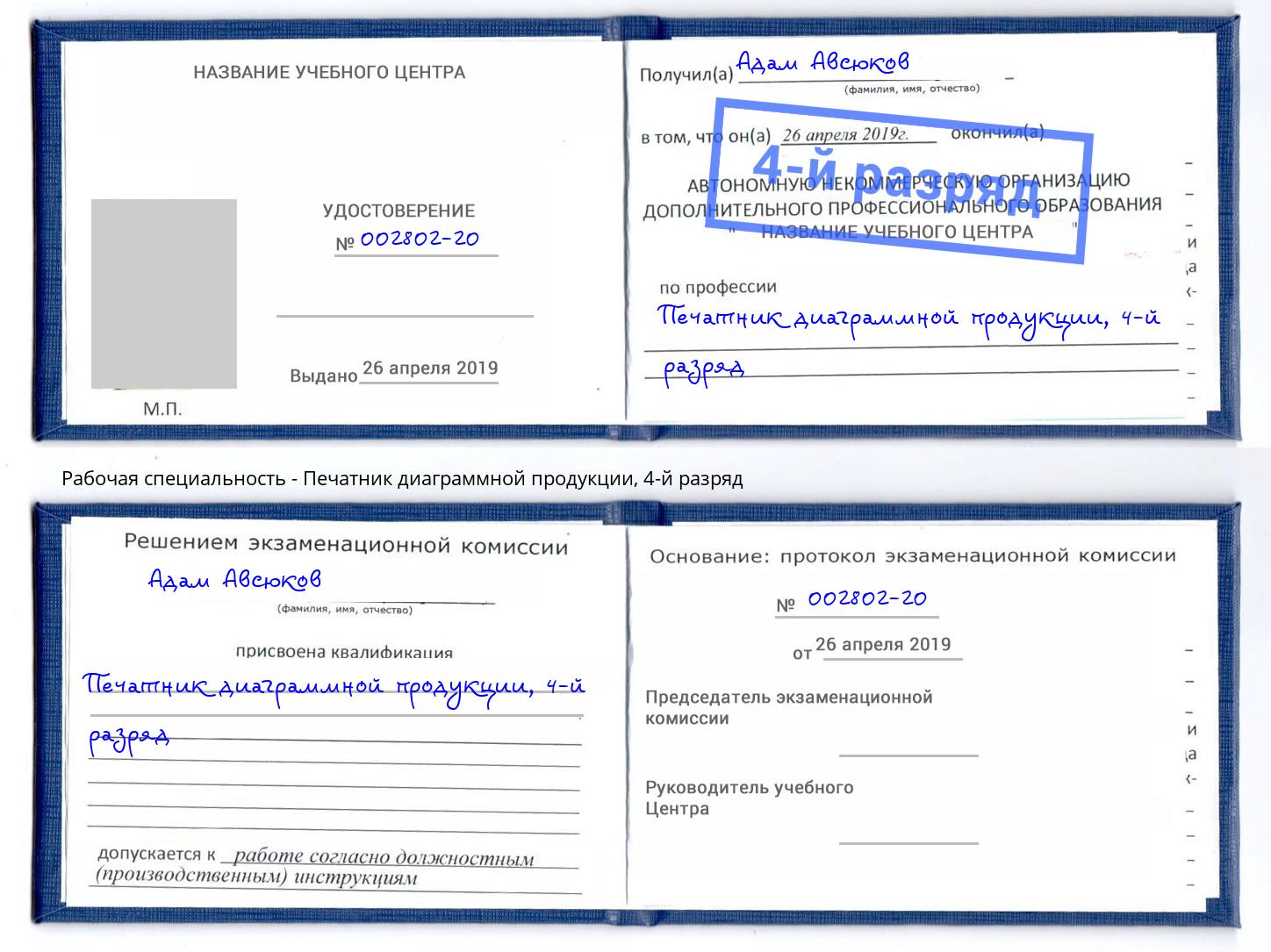 корочка 4-й разряд Печатник диаграммной продукции Тимашёвск