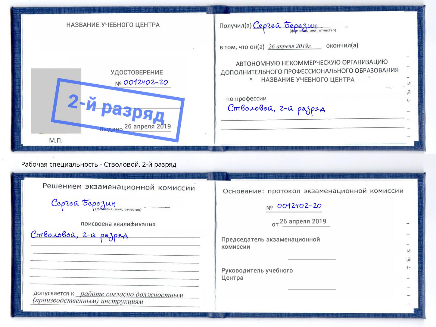 корочка 2-й разряд Стволовой Тимашёвск
